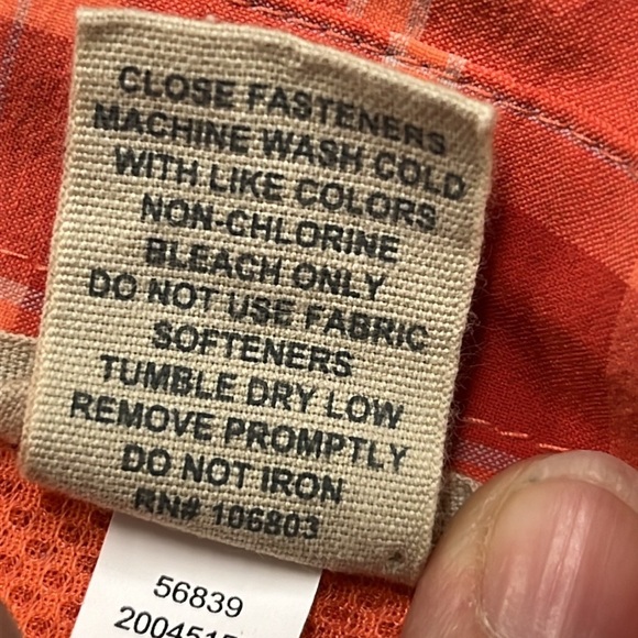 DULUTH TRADING Outdoor Hiking Cabin Vented Fishing Orange Plaid Nylon Shirt L - Picture 14 of 16